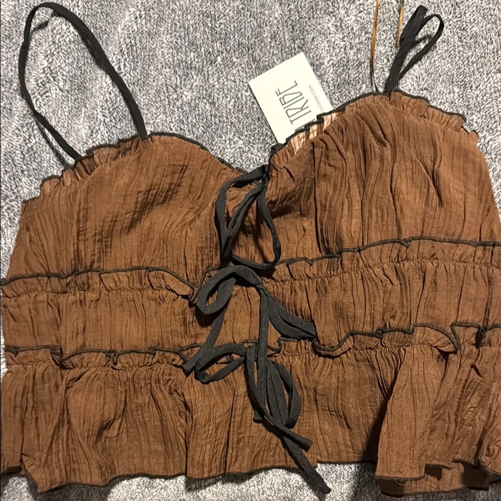 12th Tribe Brown Crop corset Top with Chic Design